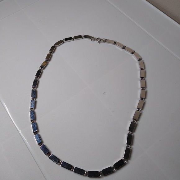 Vintage Trifari Rectangular Metal Link Necklace 24 Inches - Picture 2 of 12